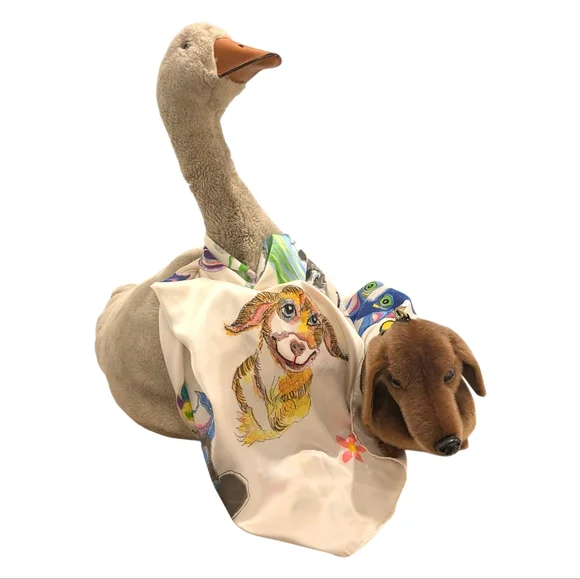 Spring Silk/satin Scarf Hand painted One of A Kind "Best Friends" Dog Print - Picture 12 of 14